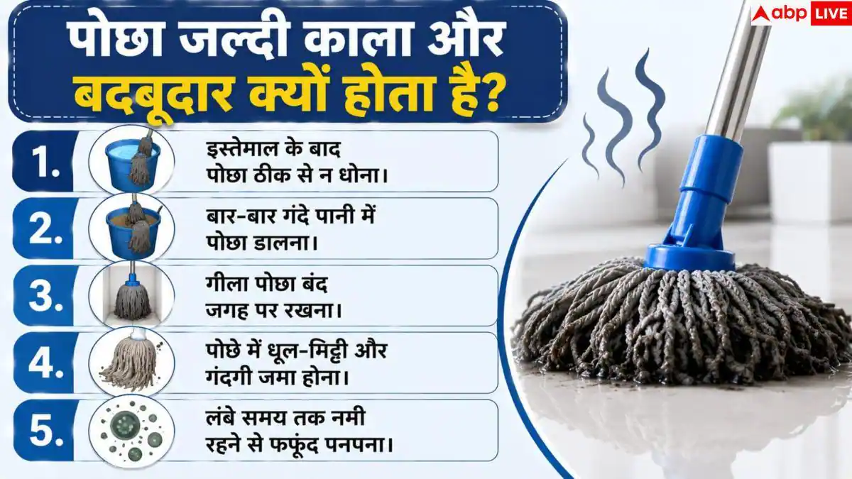 Floor Mop Cleaning Tips: क्या आपका पोछा भी जल्दी हो जाता है काला? जानें सफाई का सही तरीका