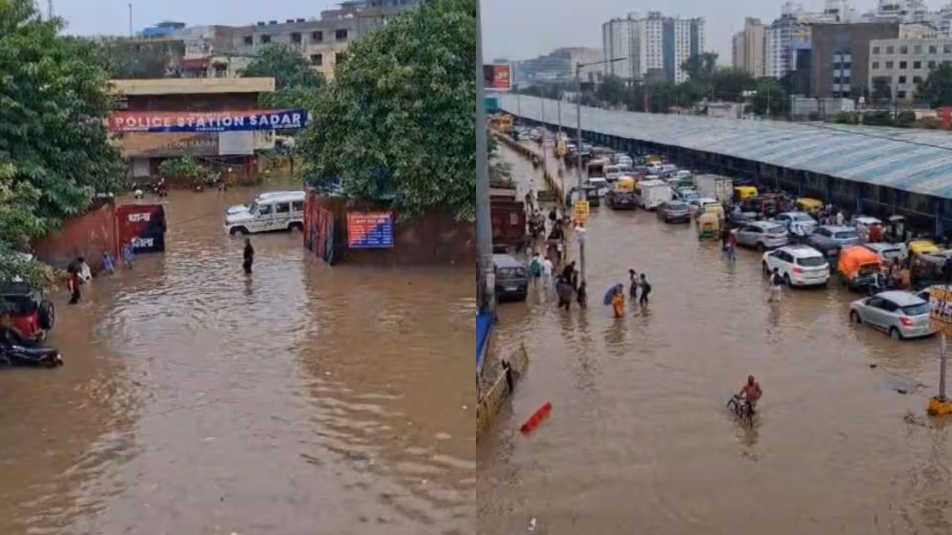 गुरुग्राम में बारिश से हालात खराब! सड़कों पर पानी ही पानी, भारी ट्रैफिक जाम
