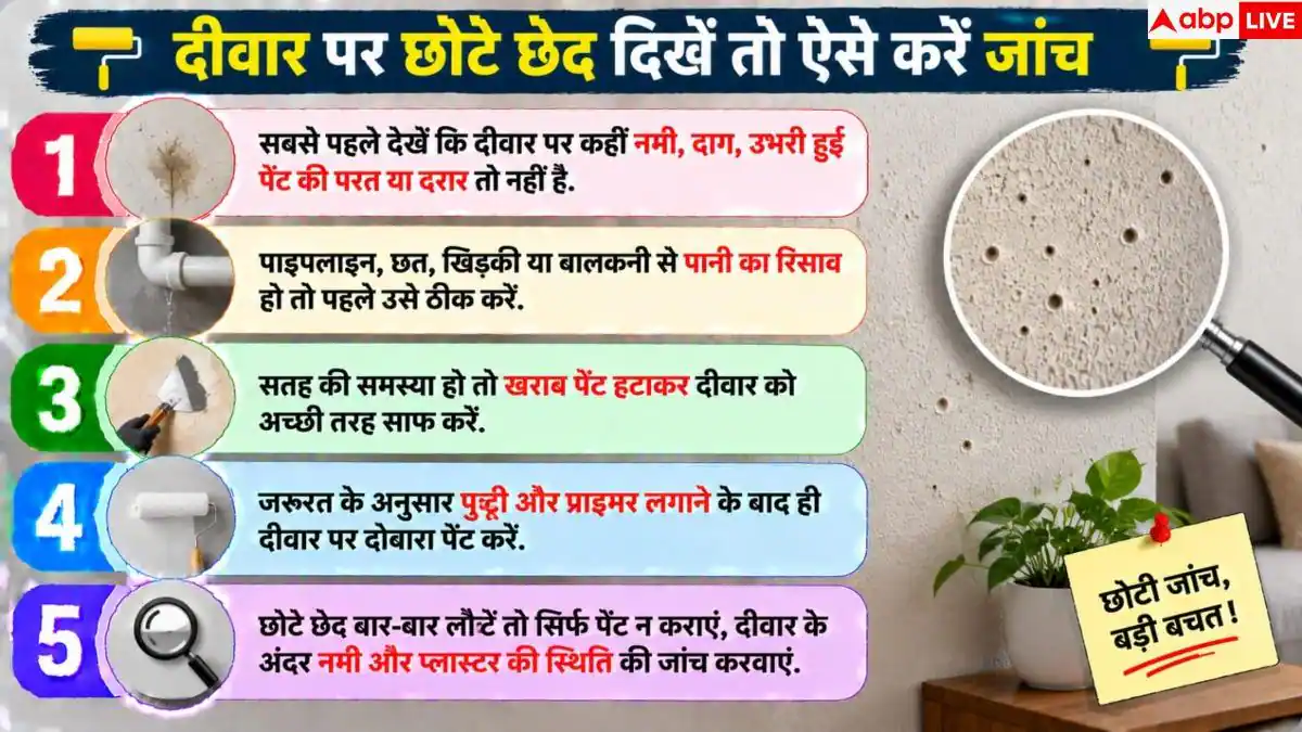 Wall Paint: दीवार के नए पेंट पर दिखने लगे छोटे छेद? अपनाएं ये 3 उपाय