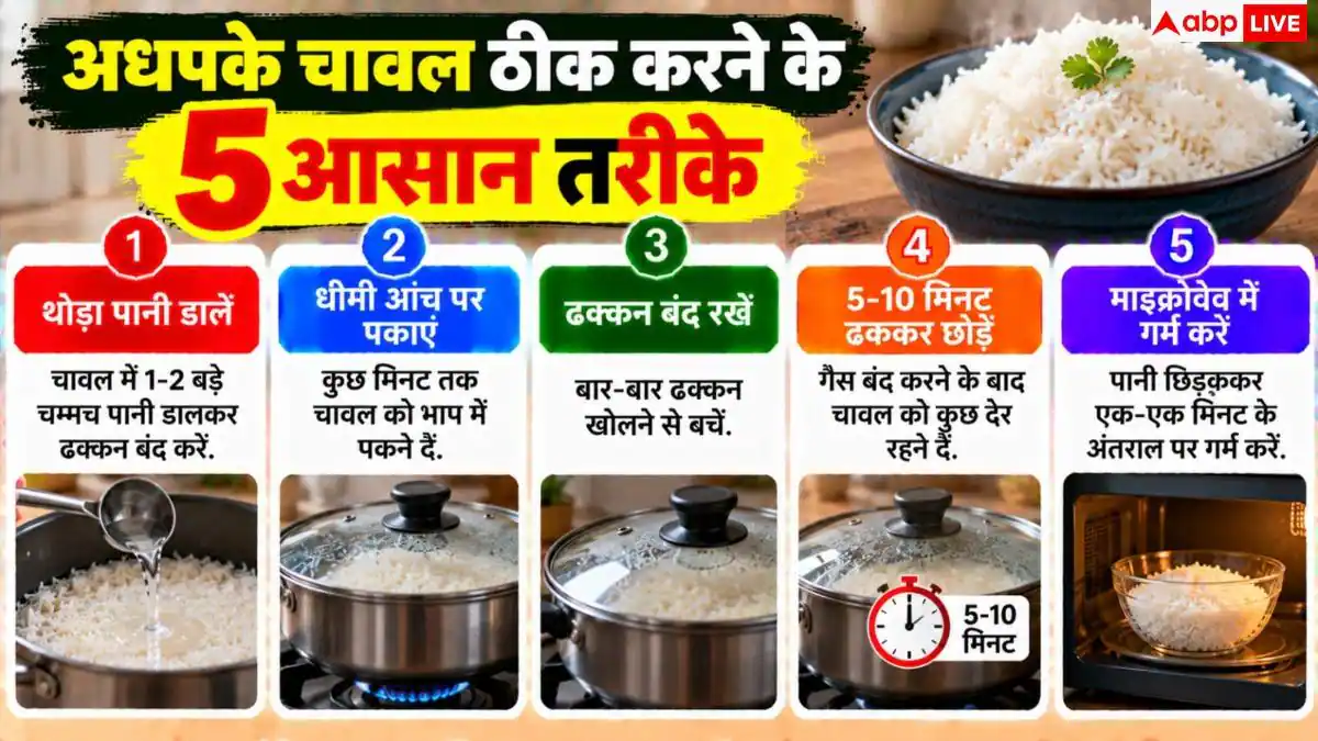 How To Fix Undercooked Rice: अधपके चावल को फेंकने की न करें भूल! 5 मिनट में ऐसे करें ठीक